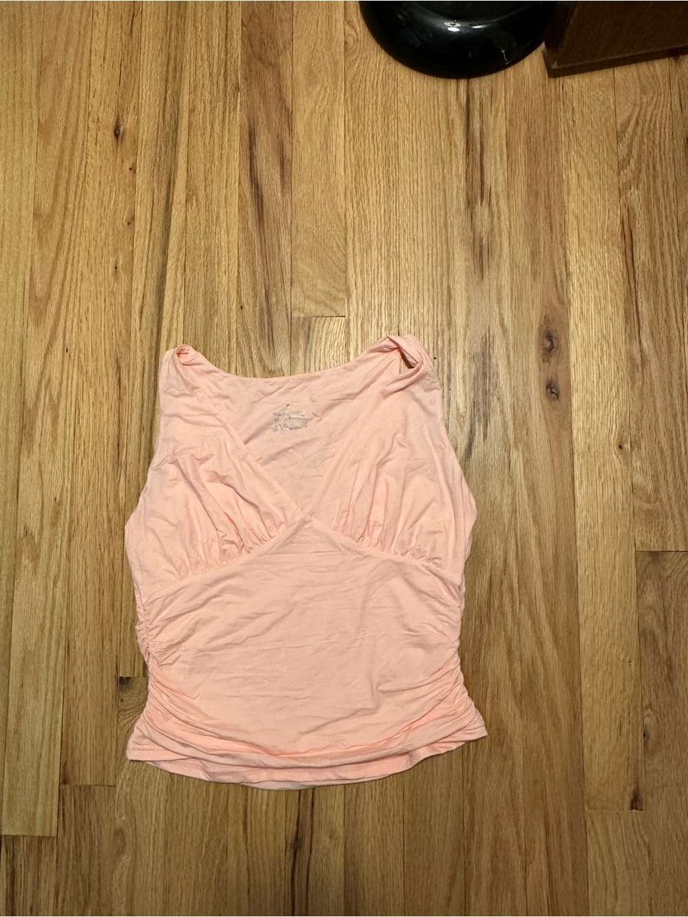 Soft Peach Sleeveless Ruched Tank Top